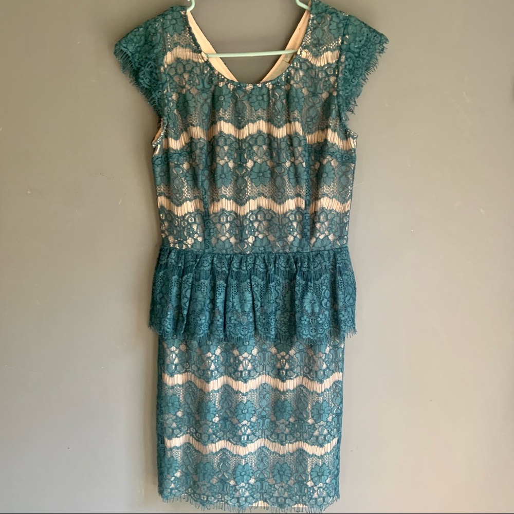 Mauve/ Anthropologie Dark Teal Lace Dress